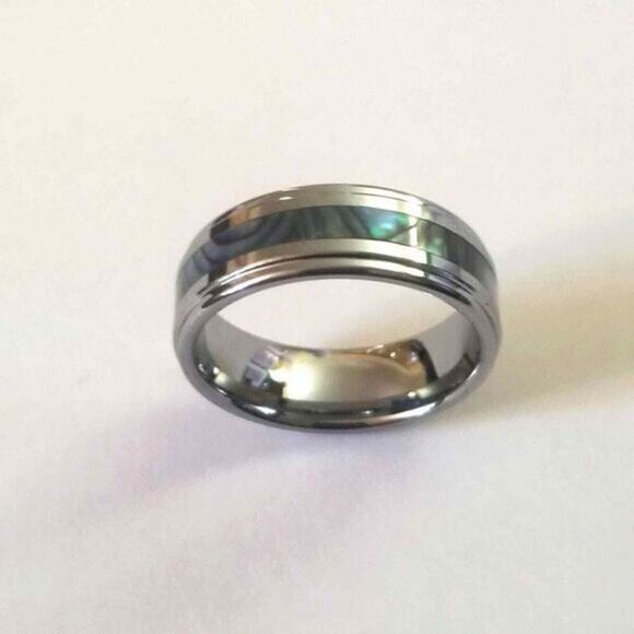 New Tungsten carbide Abalone Inlay Center Ring size 9 - Picture 7 of 7
